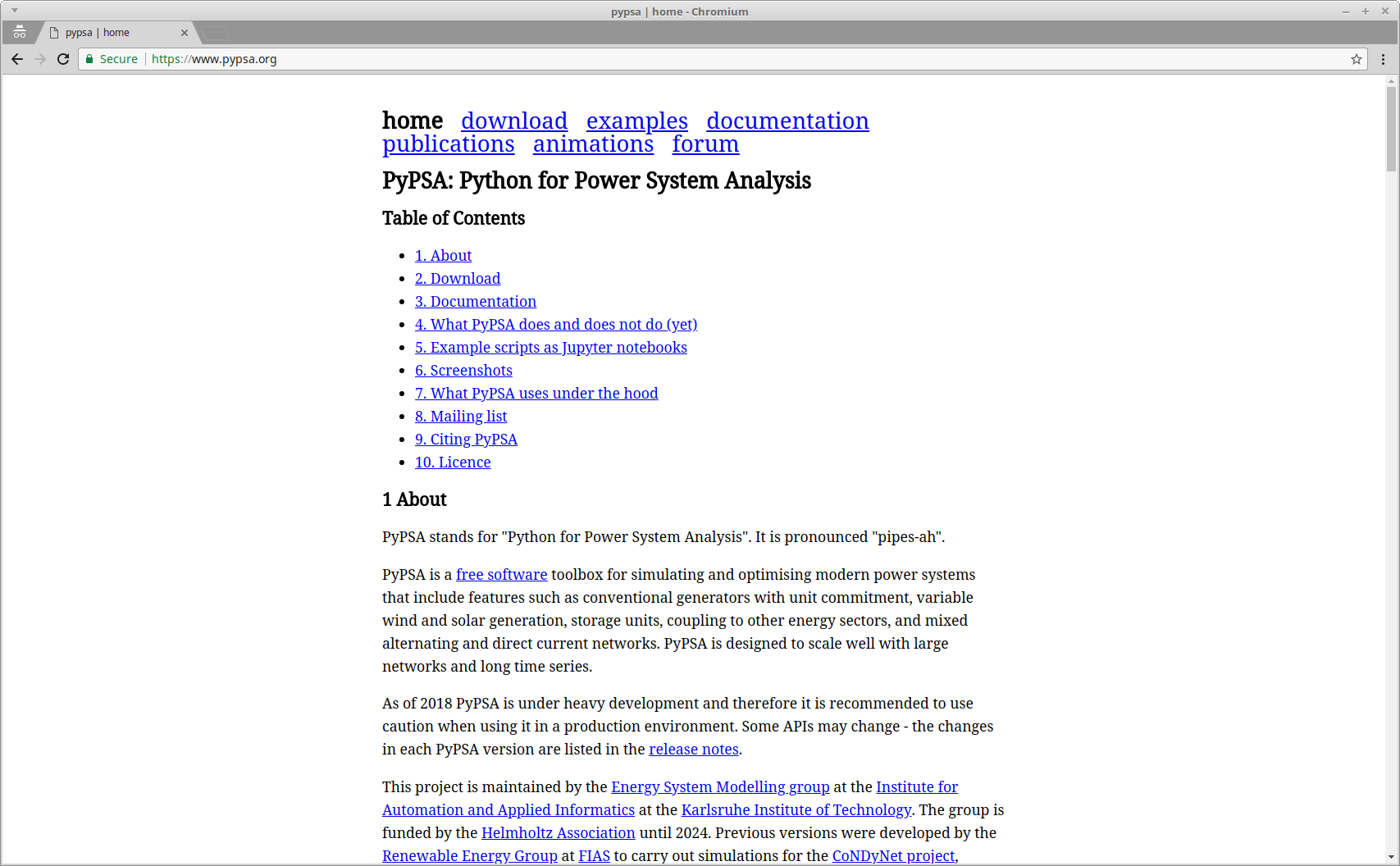 PyPSA Web Page